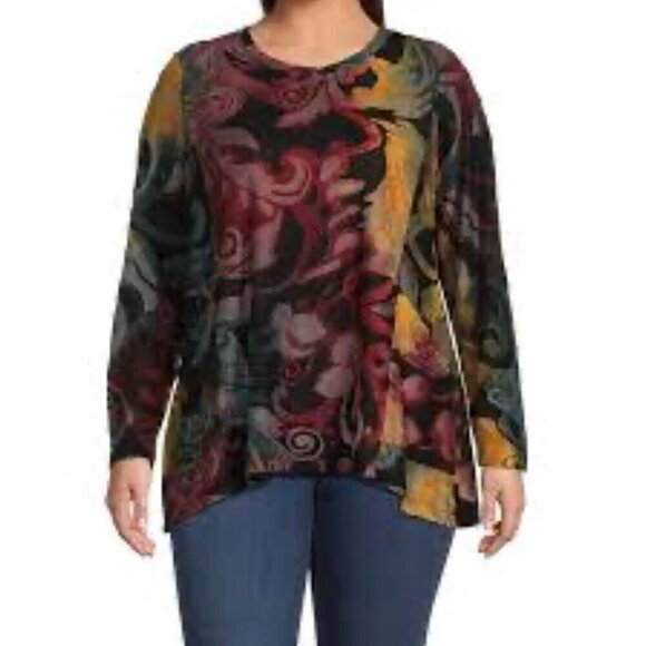 Ali Milies Floral Top M Yellow Knit Artsy Tie Dye Resort Preppy Retro Classic - Picture 1 of 15